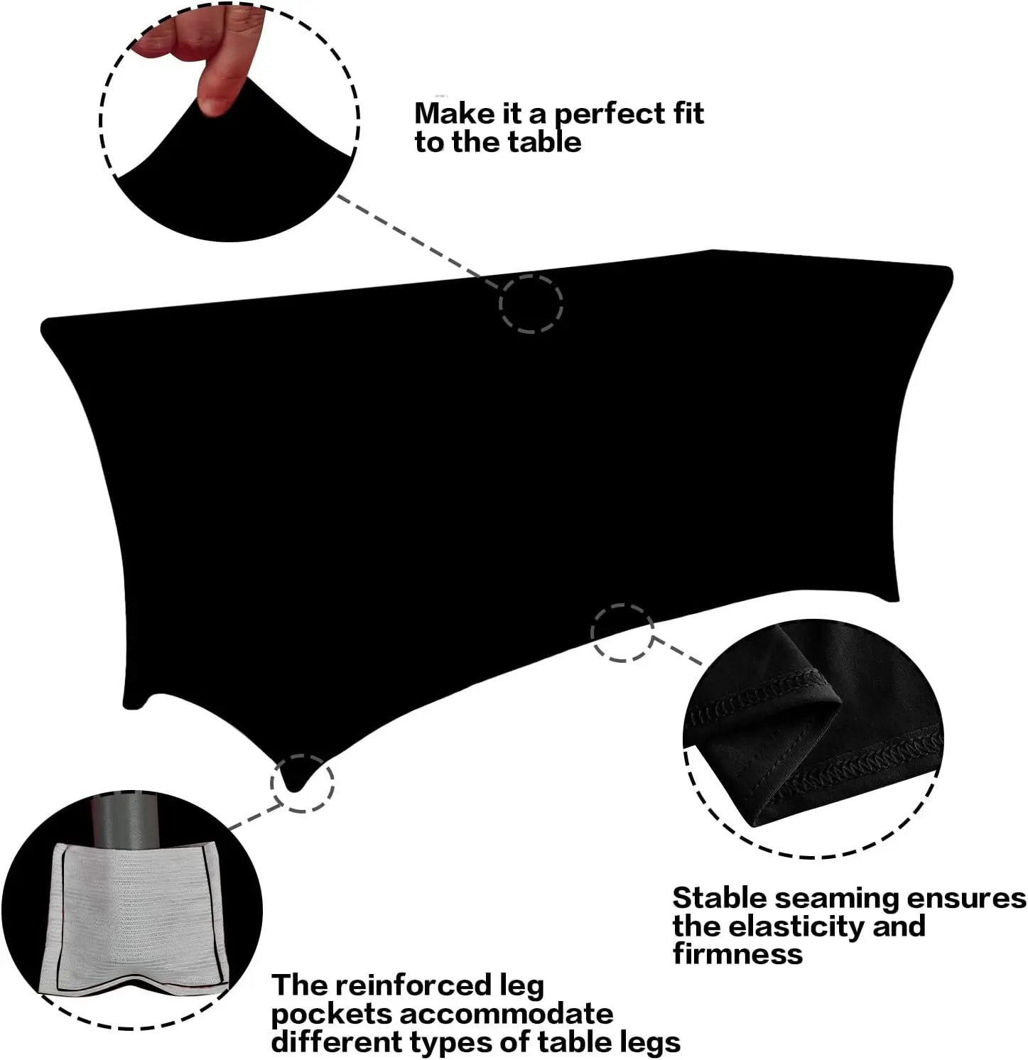 Mantel elástico Licra rectangular plegable – Protector de mesa para bodas - imagen 3