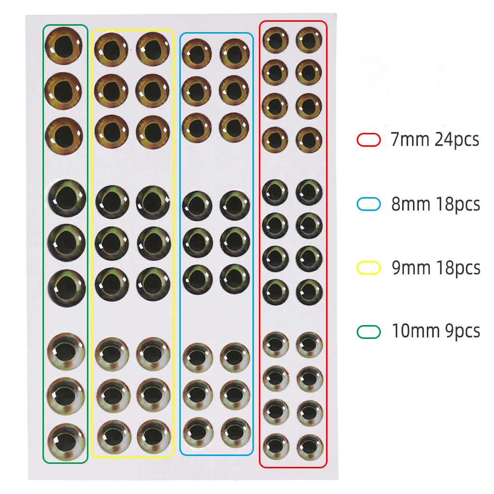 ICERIO-Ojos de señuelo de pesca de 69/183 piezas, 3mm ~ 10mm, ojo de pez epoxi holográfico 3D para pesca con mosca, Crankbait, Minnow, accesorios de bricolaje - imagen 2