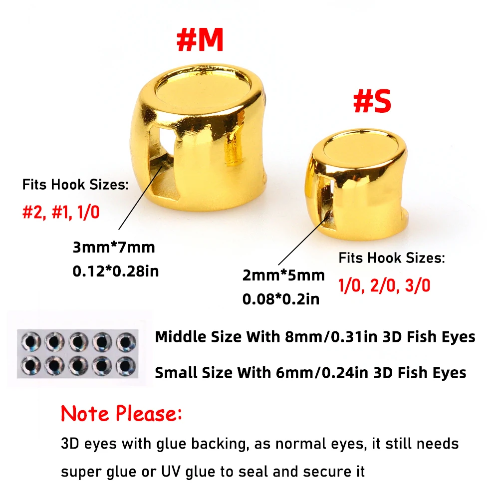 Wifreo-mascarilla de pez de Metal de colores, ojos 3D, Material de atado de pesca con mosca, cabeza de pez ponderada para trucha, lubina, Streamer, moscas de pececillo - imagen 4