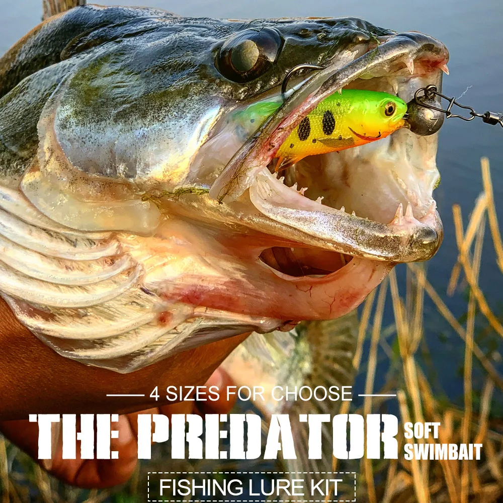 Spinpoler-señuelo de pesca suave Predator, Swimbait, cola de paleta, caníbal de silicona, cebo Artificial, boca abierta, Jig Head Bass Sea Wobbler - imagen 2