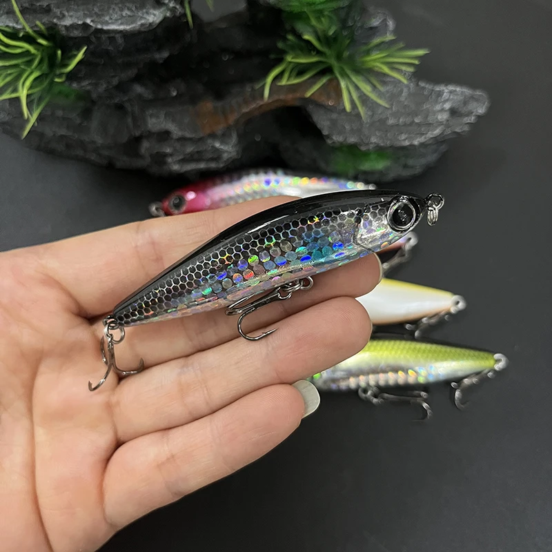 Señuelo de pesca con lápiz de 13g y 70mm, cebo adhesivo que se hunde, ojos 3D, cebo Artificial de fundición larga, pececillo Wobbler, equipo de pesca de Lucio - imagen 5