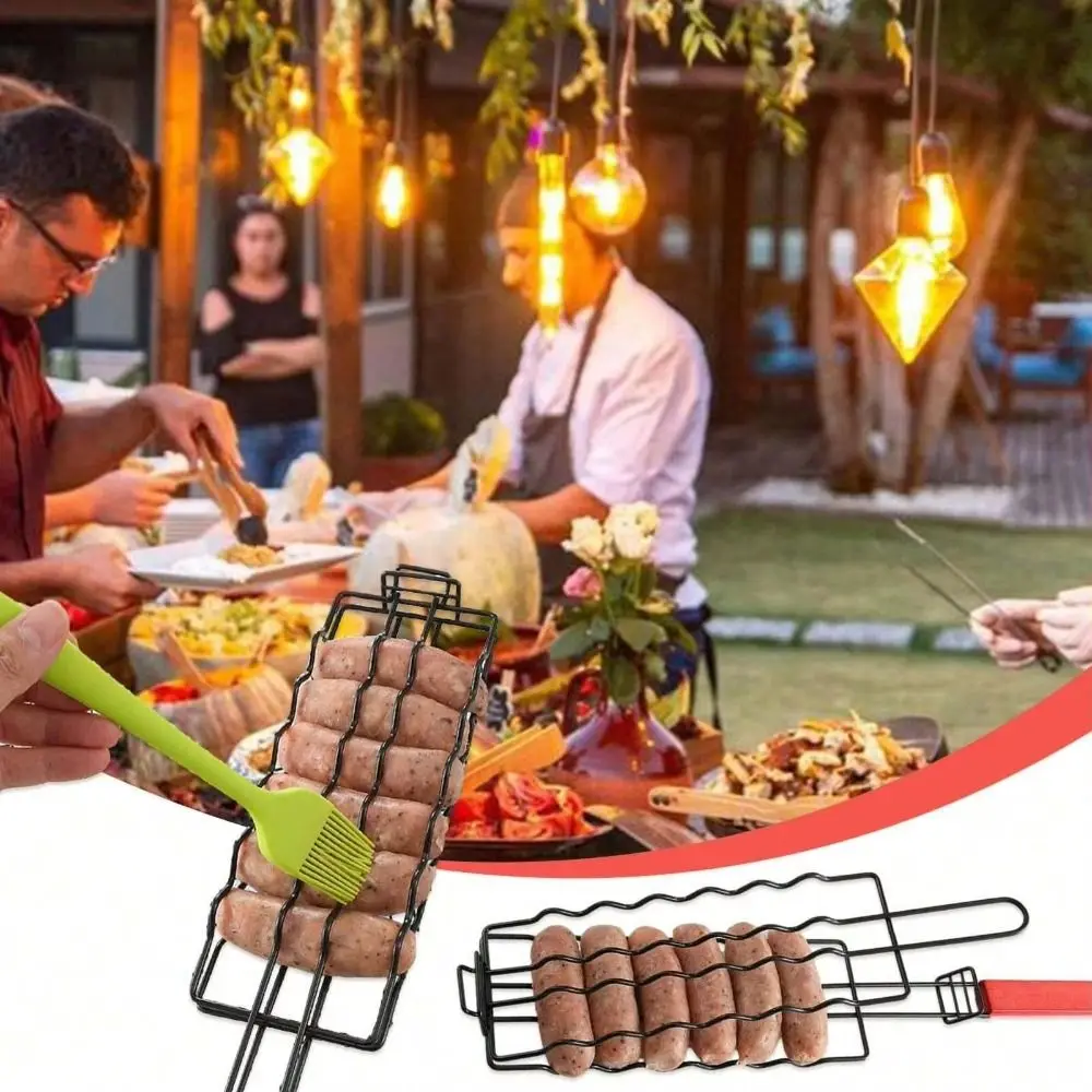 Pinzas antiadherentes para barbacoa de hierro forjado con mango de madera y cesta - imagen 2