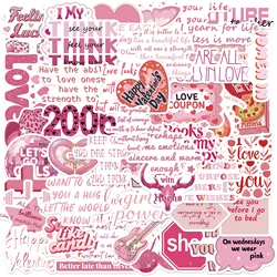 50 Uds. De pegatinas de grafiti con citas románticas de amor rosa, bricolaje, teléfono, guitarra, portátil, maleta, taza, pegatina de dibujos animados impermeable, juguetes para niños