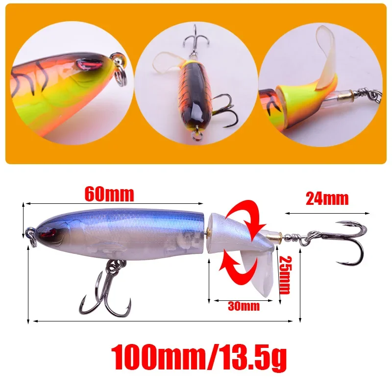 Señuelo de pesca Plopper de agua superior, 10cm, 13,5g, cebo duro Artificial, cola giratoria suave, bagre, lubina, aparejos flotantes, 1 ud.