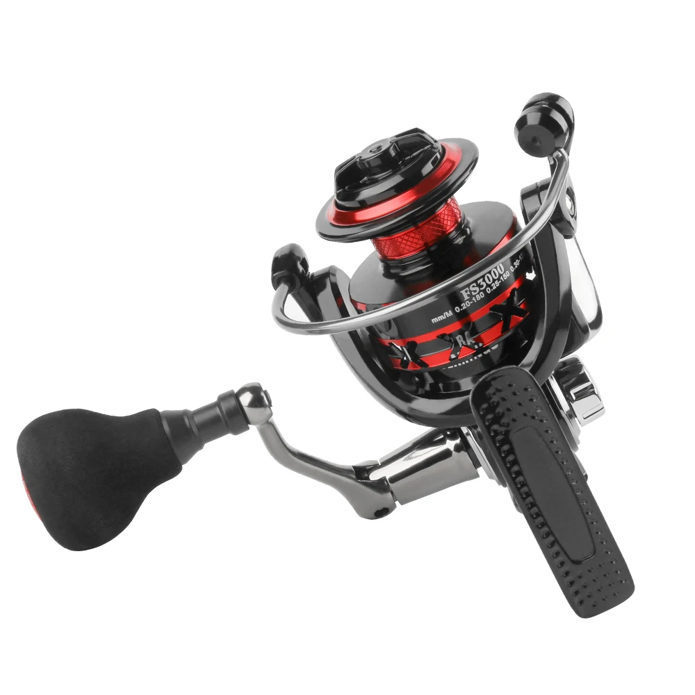 DEUKIO 2000-7000 tamaño Max Drag 12KG rojo negro EVA perilla carretes giratorios carrete de Metal carrete de pesca para pesca en agua salada - imagen 3