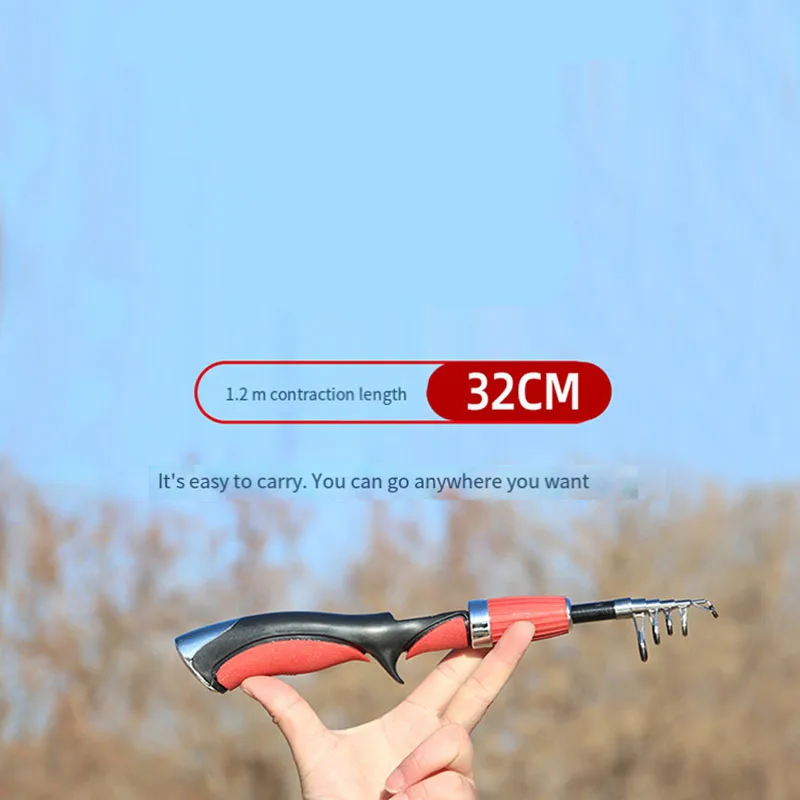 Carbon Fiber Rod Superhard Boat Ice Fly Lure Fishing Rod With High Quality Fishing Reel Fishing Tackle set De Pesca 1.6m Length - imagen 3