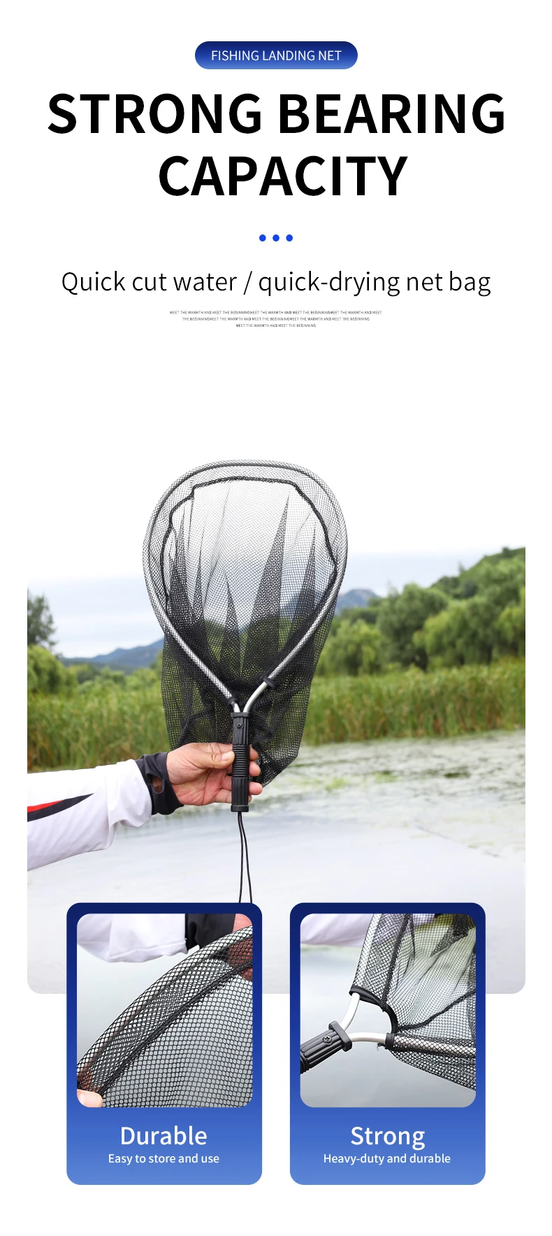 Experimente el mejor equipo de pesca con un diseño neto duradero y fuerte para un manejo de secado rápido y fácil