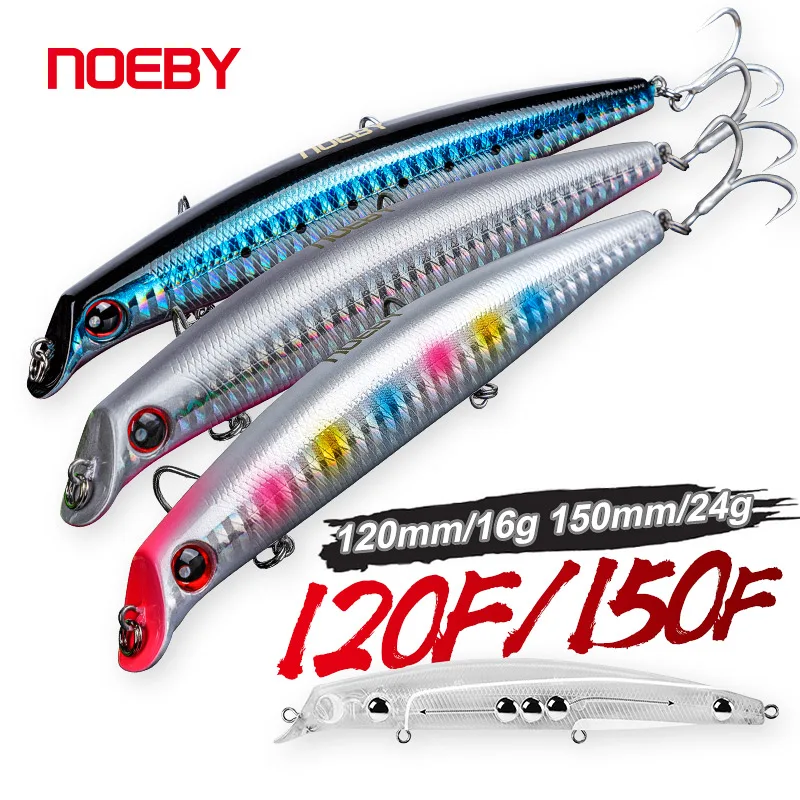 NOEBY Señuelos Minnow sin labio – Flotantes duros para lanzado largo