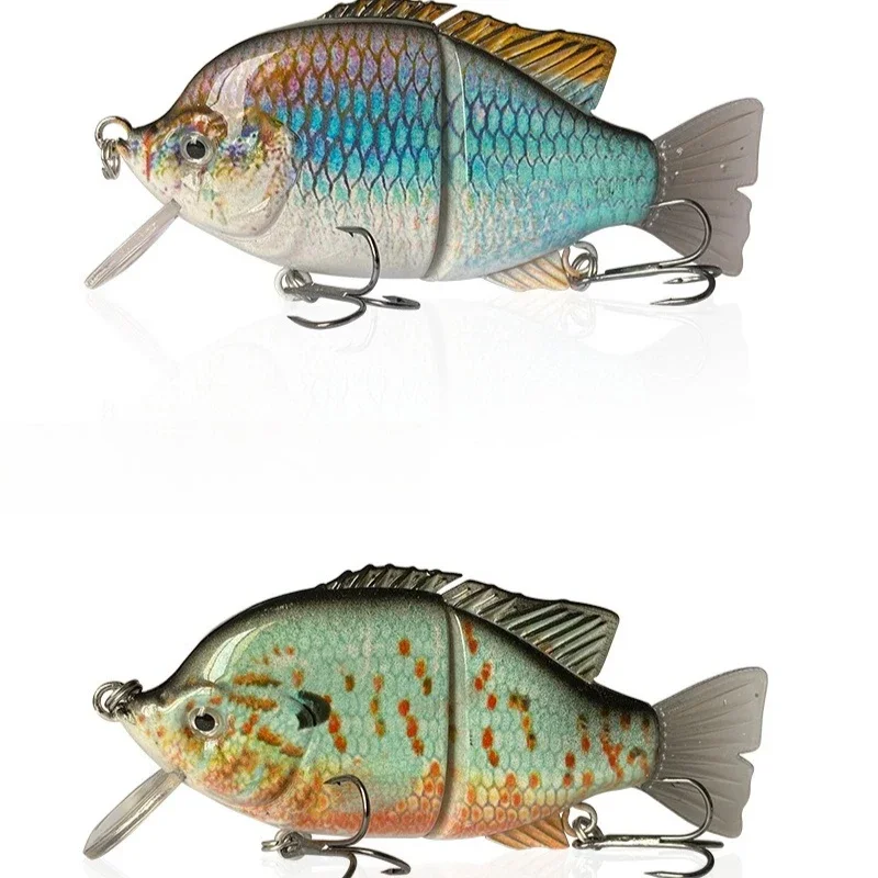 1 Uds 10cm/32c accesorios artificiales de profundidad señuelo de pesca 2 señuelos articulados duros Swimbait cepillo cola lubina Bluegill Swimbait - imagen 5