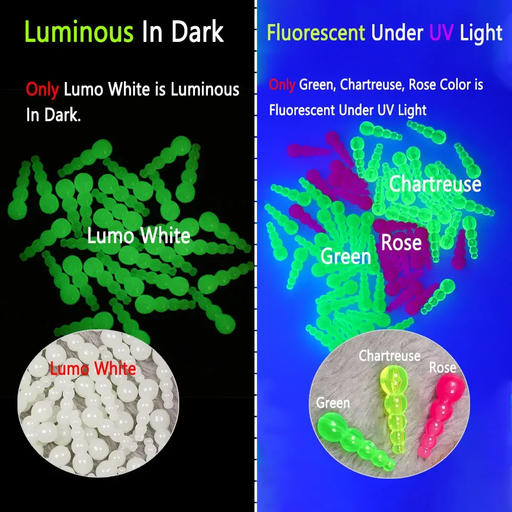 Bimoo, 40 Uds., cuentas de pesca apiladas de plástico, suministros para hacer señuelos, Spinner DIY, aparejo Walleye, Spinner en línea, accesorios para huevos de salmón - imagen 5