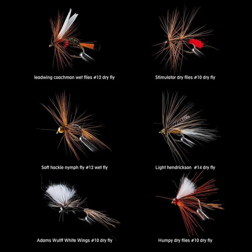 Goture-Kit de señuelo para pesca con mosca, cebo para moscas húmedas y secas con anzuelo de manivela súper afilado, señuelo perfecto - imagen 4