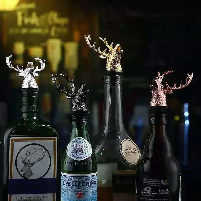 Tapón Dispensador de Vino y Aceite en Aleación de Zinc con Cabeza de Ciervo - imagen 2