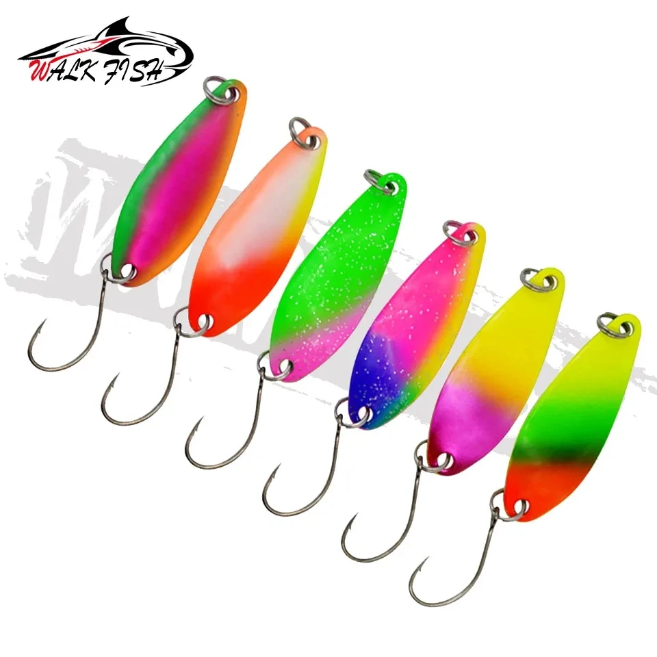 WALK FISH WALK FISH 6/10 Uds cebo de pesca giratorio 40mm 5g cuchara de pesca señuelo de trucha señuelo de pesca Wobblers Spinner cebo - imagen 4