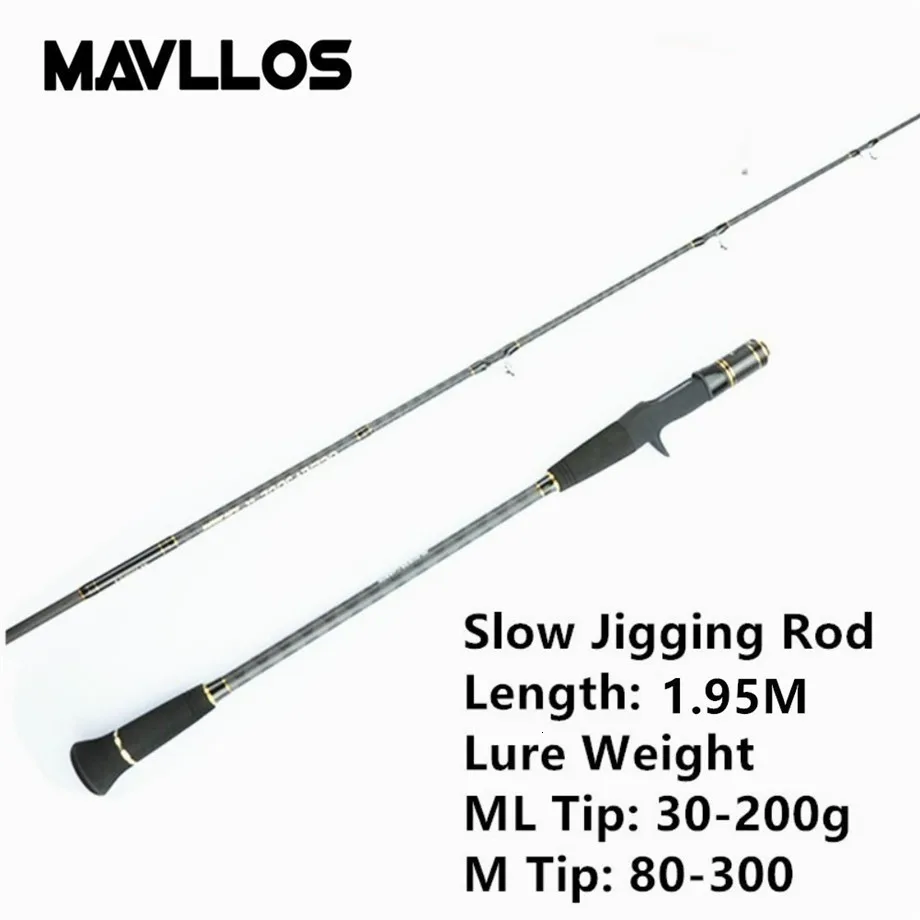 Mavllos Osoul caña de Jigging lenta, señuelo 80-300g/ 30-200g, fuerza 15-40lb, punta de carbono sólido, caña de pescar de atún, caña de fundición giratoria - imagen 3