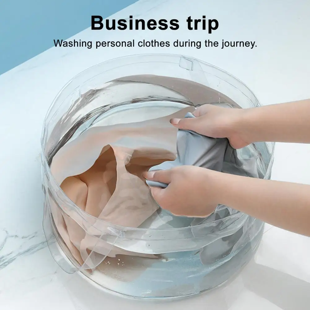 Cubo de agua plegable de 6,8/12L con mango portátil, bolsa de lavabo de PVC impermeable, cubo de almacenamiento de agua plegable para acampar y pescar - imagen 5