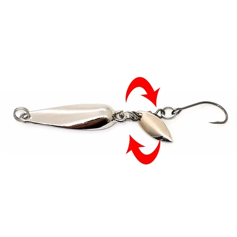 OUTKIT, 1 Uds., cuchara giratoria, cebo de Metal, Micro señuelo de pesca, lentejuelas pequeñas, cebos de tiro largo de cobre para lubina, trucha, perca, Lucio giratorio