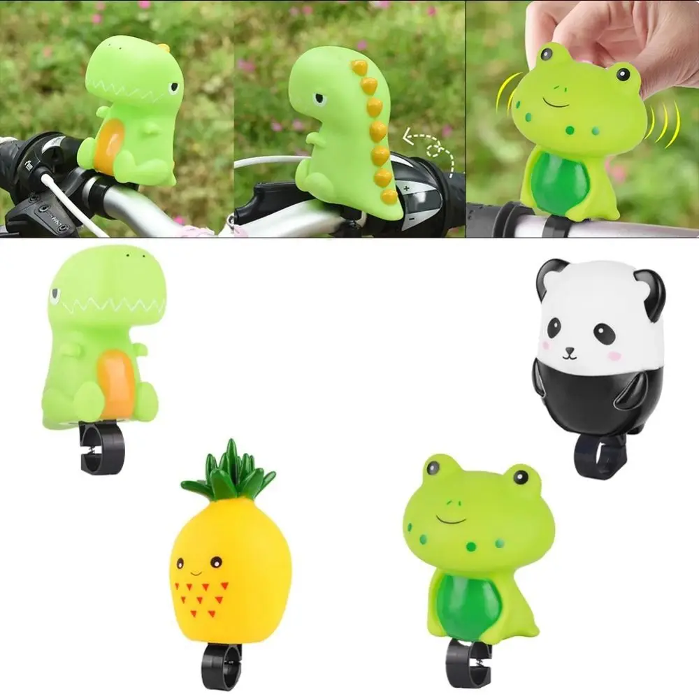 Timbre de bicicleta de dibujos animados de Panda, bocina súper ruidosa, bocina de aire para bicicleta de dinosaurios, bocinas de bicicleta de rana encantadora de dibujos animados, campana para bicicleta y Scooter - imagen 3