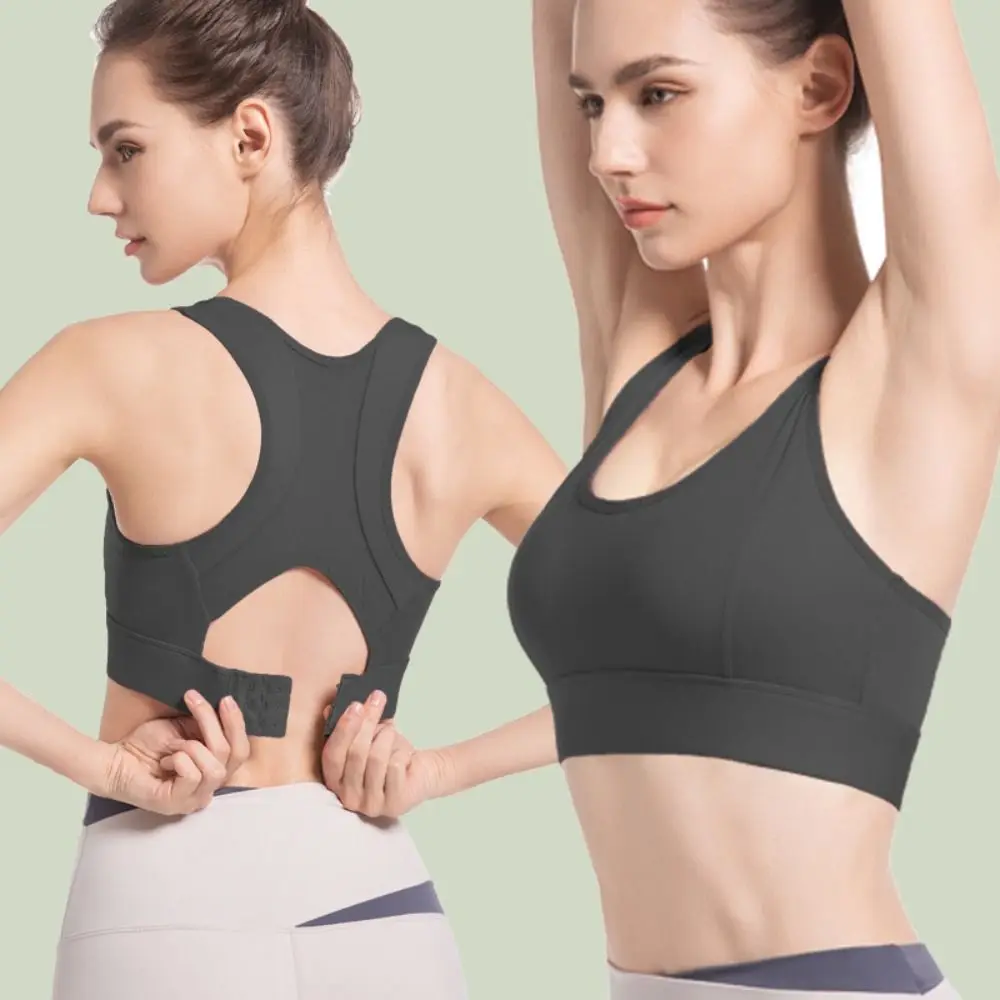 Sujetador deportivo en forma de I de Color sólido, diseño transpirable antivibración, sujetador de entrenamiento para Fitness, ropa interior cómoda ajustable para Yoga y correr - imagen 4