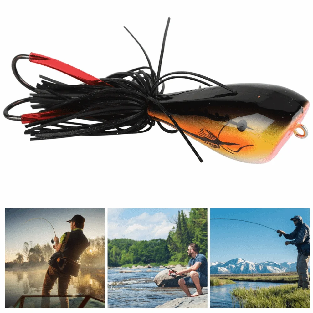 Ranas artificiales duraderas Topwater con anzuelo de púas, señuelos de ranas ABS, señuelo de pesca de 5,5 cm, pesca en el mar - imagen 4