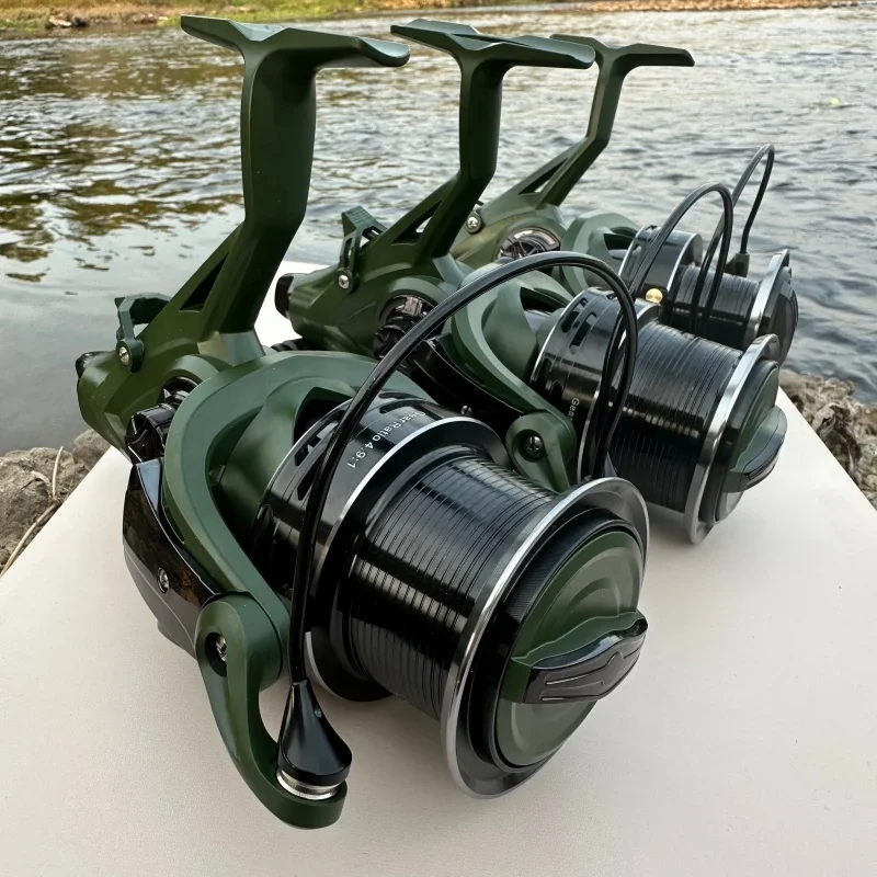 Carrete de pesca giratorio de larga distancia, rueda alimentadora de lubina y carpa de gran capacidad con arrastre máximo de 25KG, serie 9000-12000 para todas las aguas - imagen 5