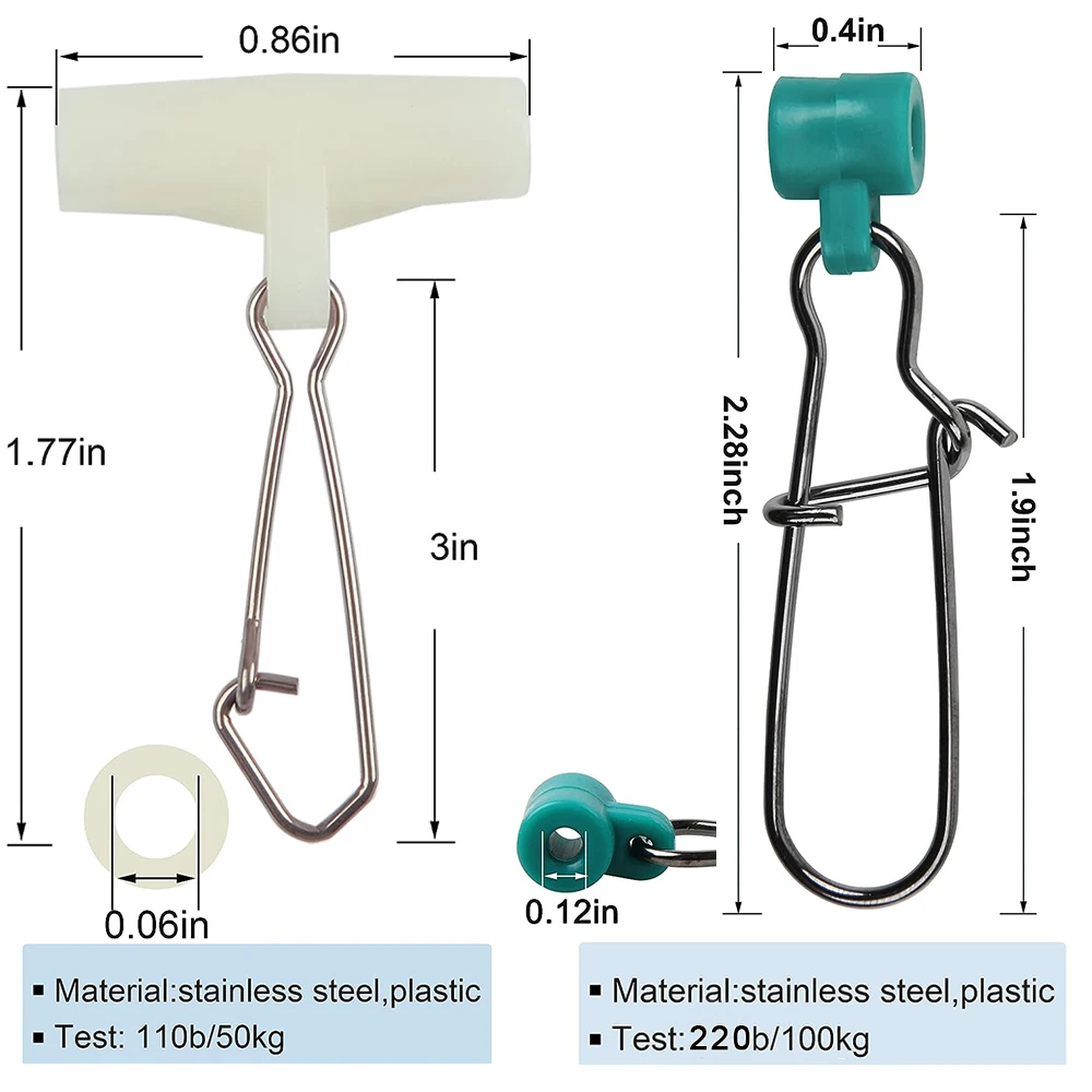 16 Uds sedal de pesca deslizadores de plomo de alta resistencia deslizador giratorio con bloqueo Duo broches de enganche conector de pesas de plomo de agua salada - imagen 5