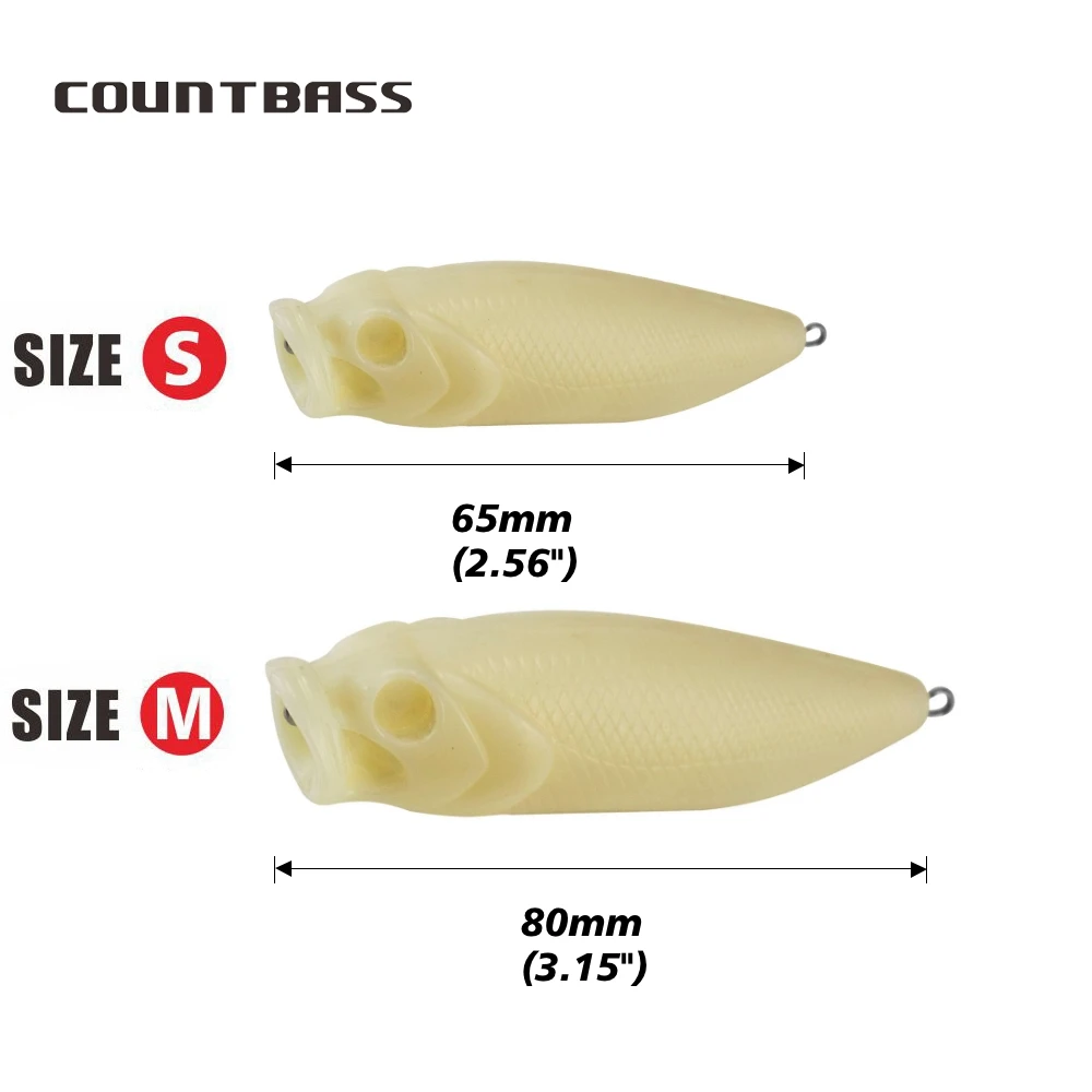 Countbass Popper topwater sin pintar – Señuelo duro flotante - imagen 5