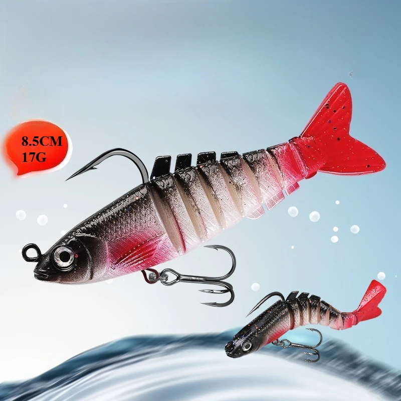 1 Uds. Señuelos de pesca Wobblers hundidos 8,5 cm 17g 6 cebo de natación multiarticulado cebo Artificial duro Lucio/señuelo de pesca de lubina cebo de manivela - imagen 2