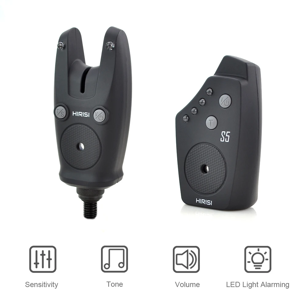 Hirisi-Conjunto de alarma de pesca de carpa inalámbrica, resistente al agua, alarmas de mordedura de pesca, indicador de mordida de pesca, accesorios de pesca S5 - imagen 4