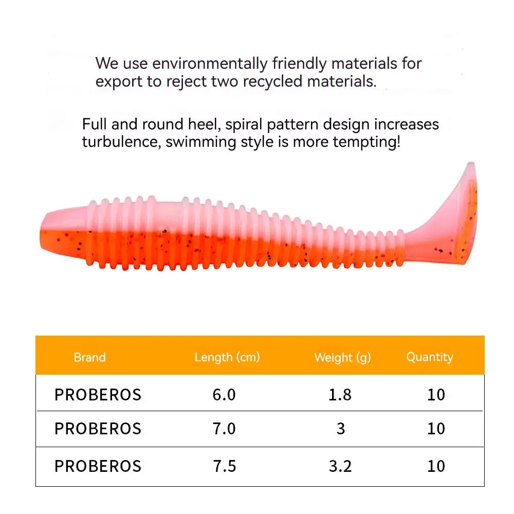 PRO BEROS-SEÑUELOS blandos artificiales para pesca, cebo de silicona, cola en T, Lucio, sábalo, carpa, Wobblers, 10/50 piezas, 60mm - imagen 3