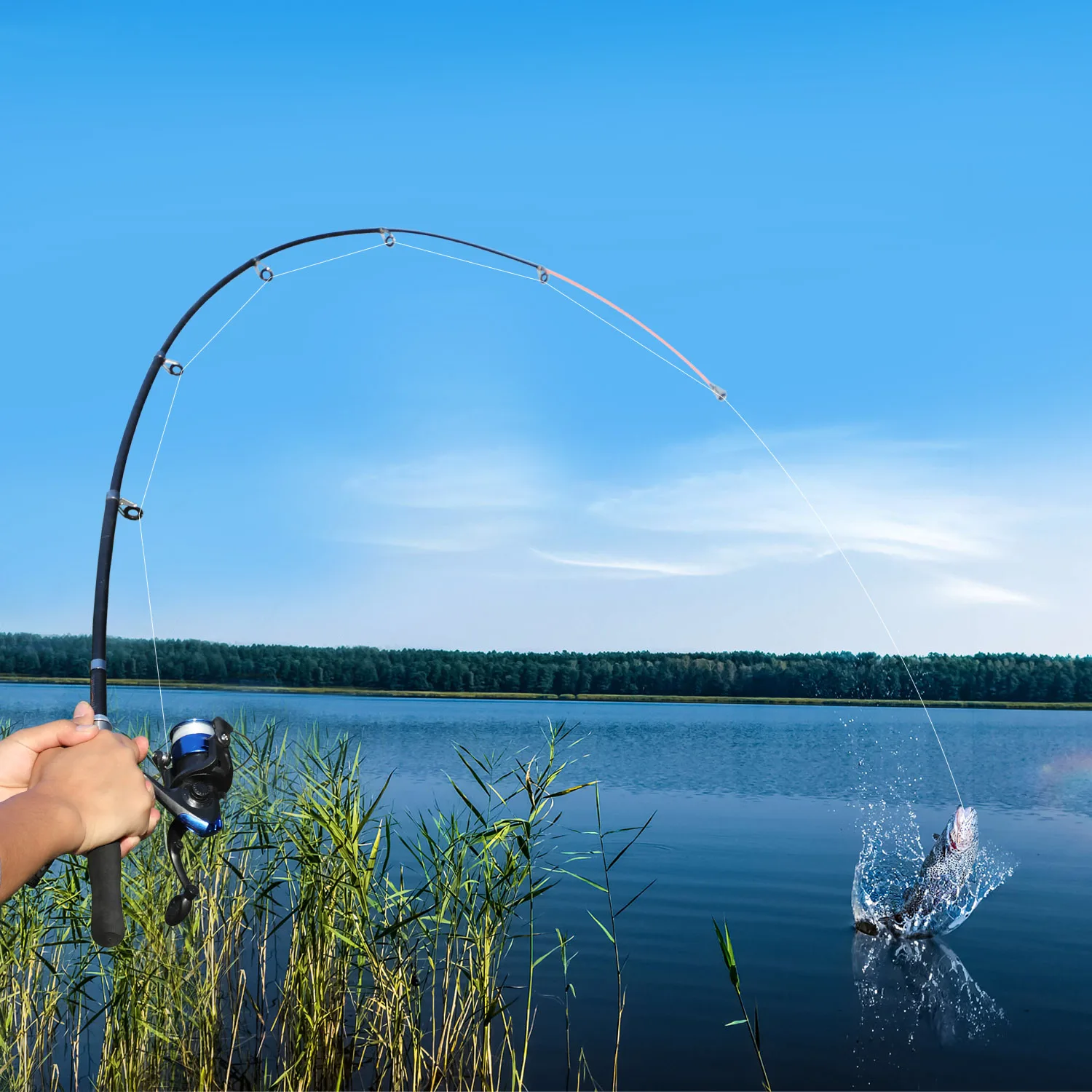 Sougayilang caña de pescar giratoria y carrete Combo 1,6 m caña de pescar portátil con relación de engranaje 5,2: 1 carrete de Pesca Kit completo para Pesca - imagen 5