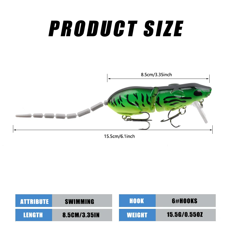 6 unids/caja señuelo de ratón de plástico Artificial señuelo de pesca de ratón Swimbait rata Pike Bass Minnow flotantes - imagen 5