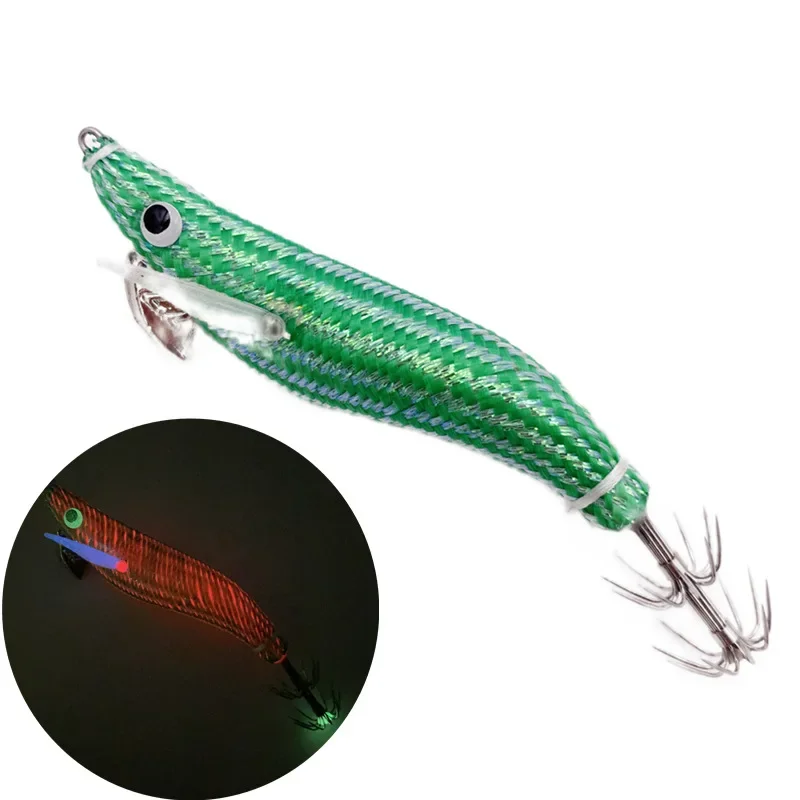 2.2 #   Gancho japonés de madera luminosa para camarones, anzuelo de calamar de 9cm-8g, parte plana de cuchillo, señuelo de aguja para calamar y camarones - imagen 5