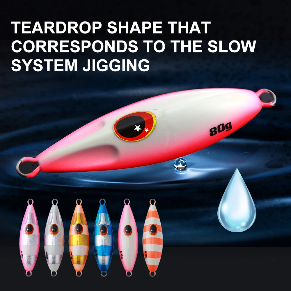 CASTFUN-señuelo de Metal para pesca en agua salada, cebo de fundición a tierra, Jigging, 30g, 40g, 60g, 80g