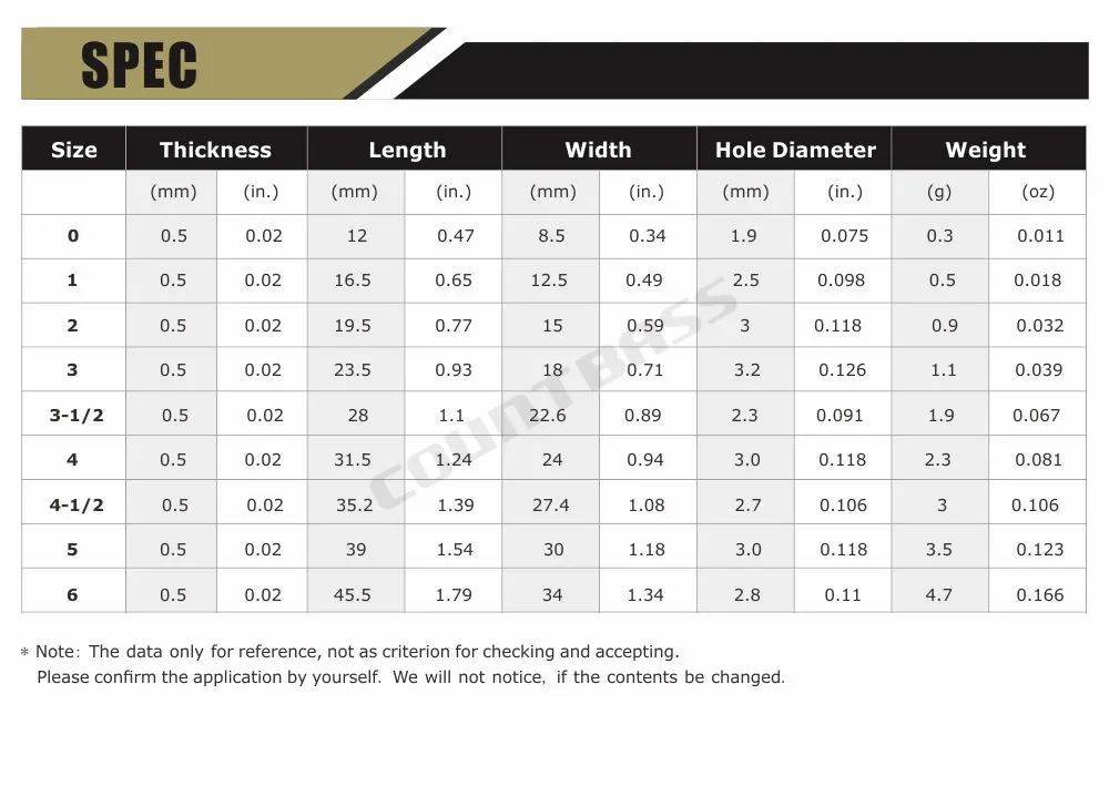 COUNTBASS-cuchillas giratorias de acero niquelado, 50 piezas, tamaño 0-6, acabado liso para cebos giratorios, piezas para hacer Señuelos de Pesca - imagen 3