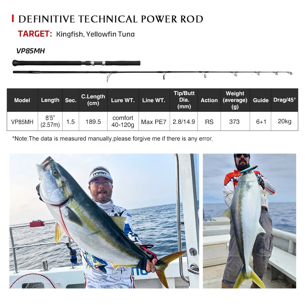 Noeby Voyager Kingfish Stickbaiting Rod 2,57 m Fuji piezas T1100G gran juego pesca Yelowfin atún caña de pescar de fundición en alta mar - imagen 2