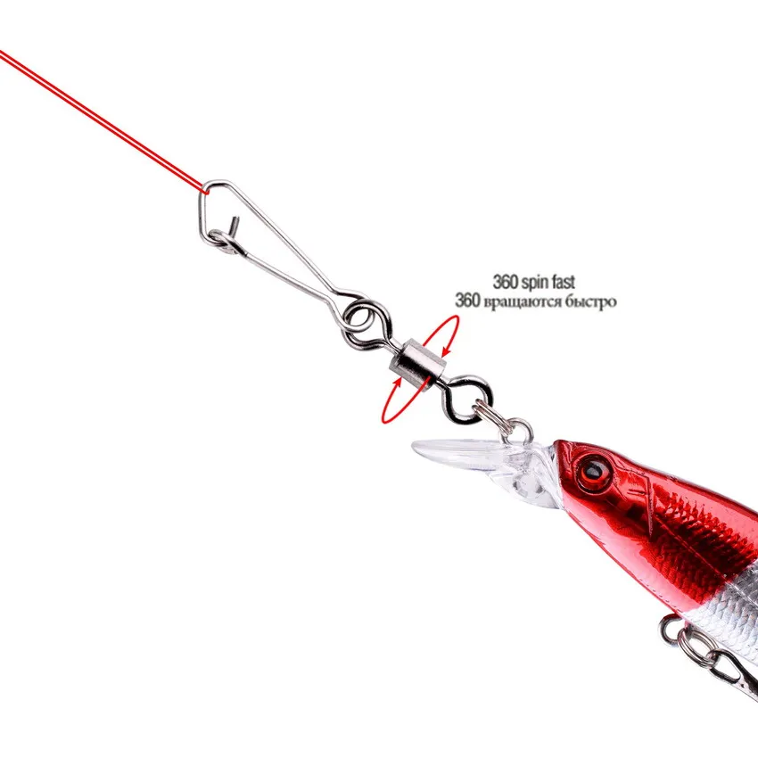 10pcs/Box Bearing Swivel Fishing Connector Rolling Fishing Swivel Snap Stainless Steel Fishing Lure Hook Accessories Tackle - imagen 3