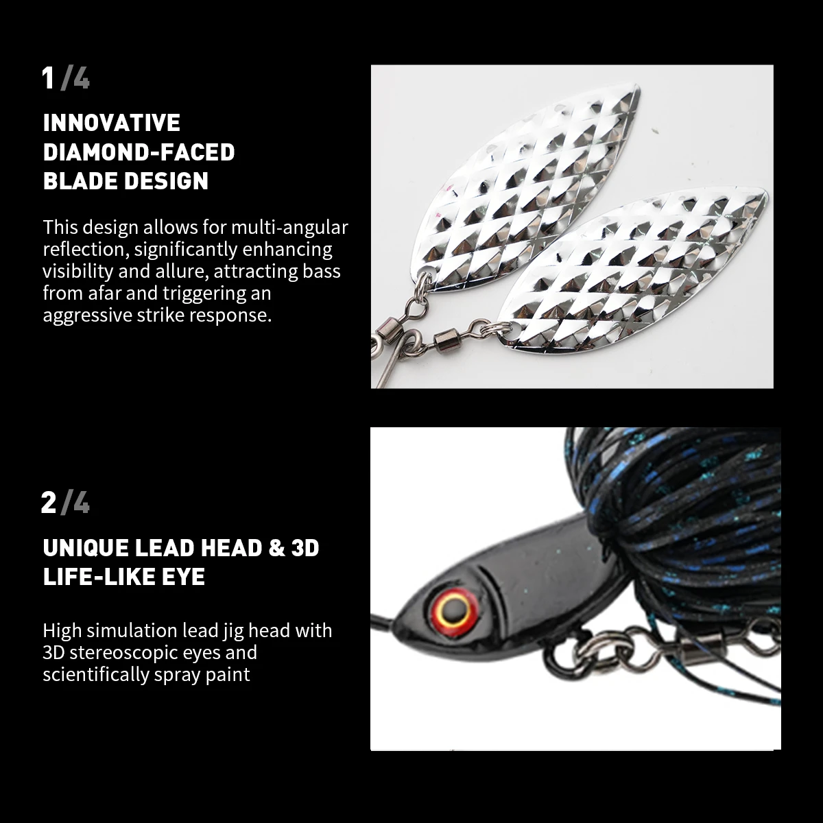 1 st Vissen Lokken 3 Blade Spinnerbait 37g Naald Zwemmen Aas Lepel Wobblers Bass Spinner Aas Metalen Vissen lokken - imagen 5