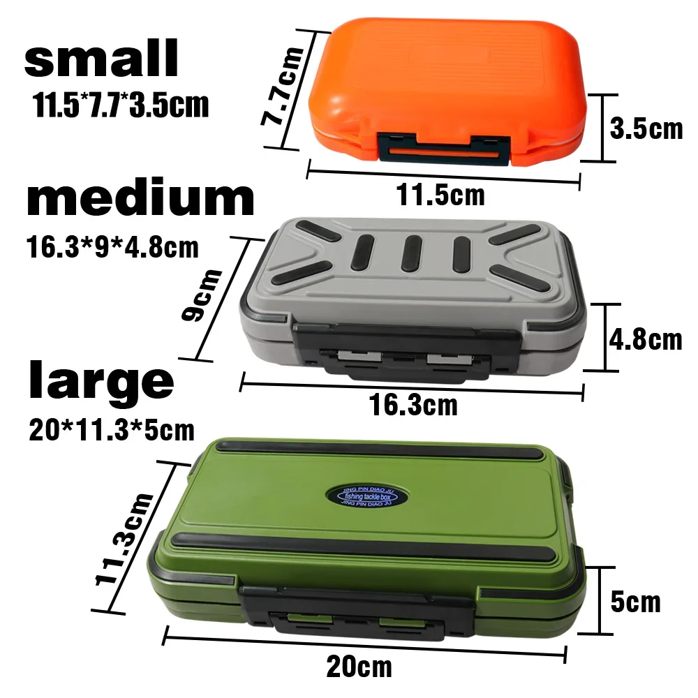 Cajas de aparejos de pesca, almacenamiento impermeable, anzuelo de cebo, accesorio de señuelo, apertura de doble cara, caja de herramientas deflector desmontable multifuncional - imagen 3