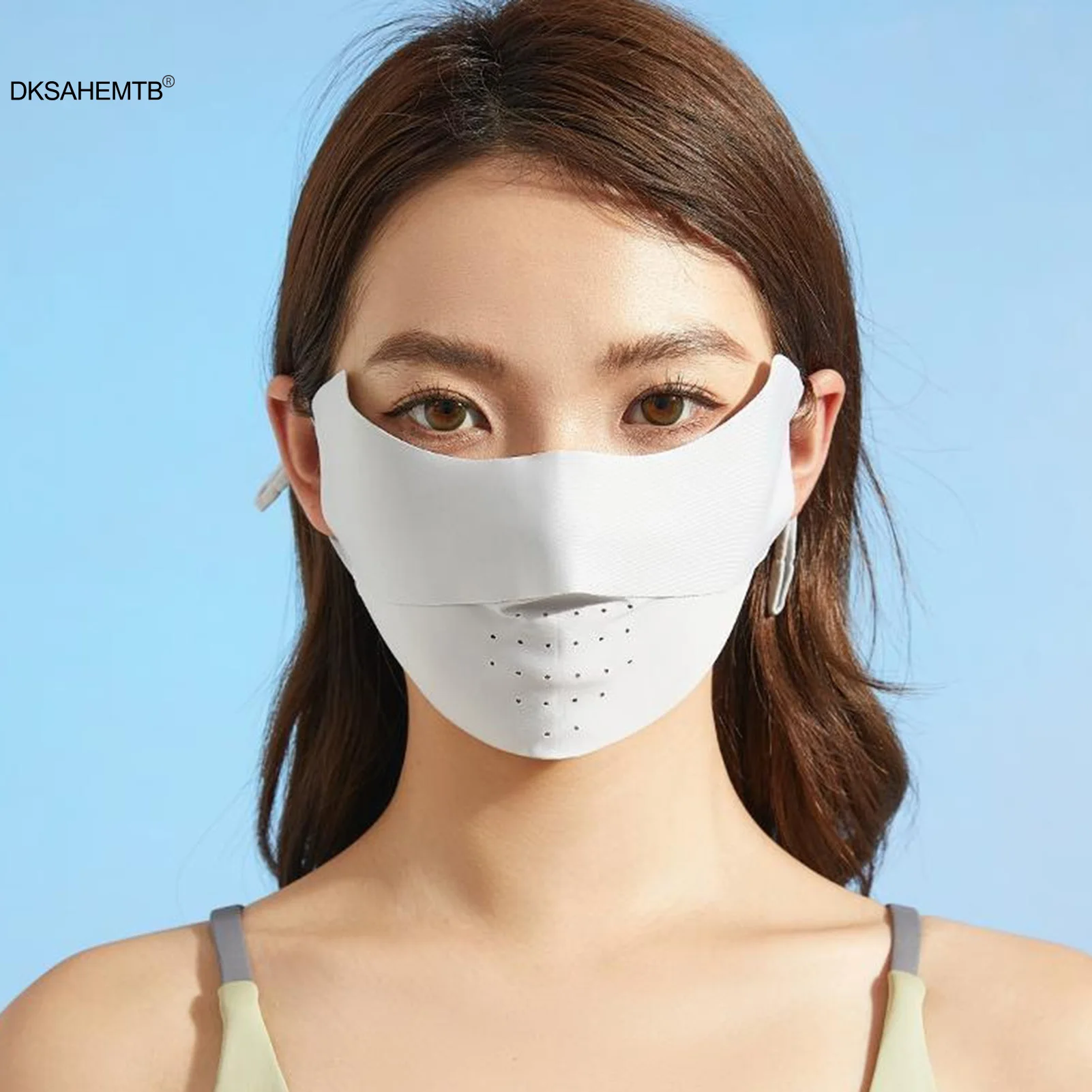 Máscara de cara de ciclista de verano, máscara de seda de hielo protectora Uv para hombres y mujeres, máscara facial portátil cómoda sin costuras para exteriores - imagen 5