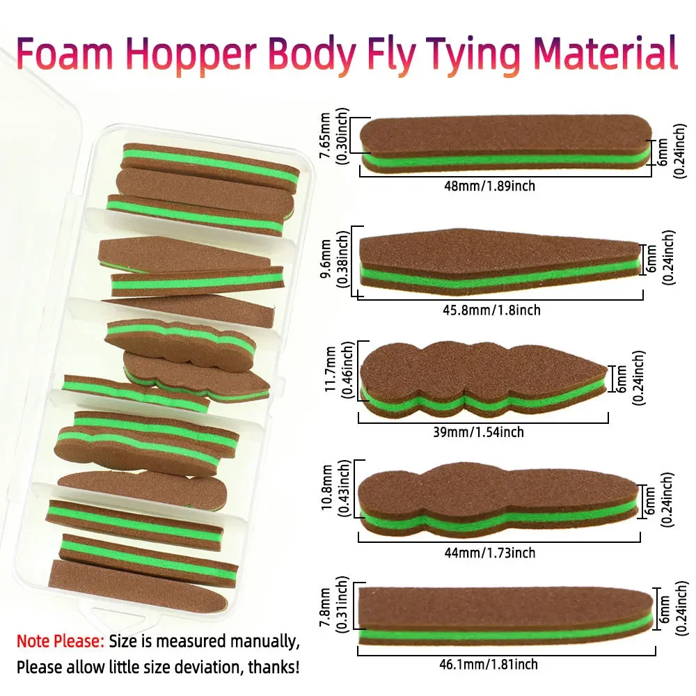 Bimoo, 15 Uds., mezcla/caja, tolva de espuma EVA, Material para atar moscas, para atar saltamontes, mosca flotante, mosca seca, trucha, lubina, Señuelos de Pesca - imagen 3