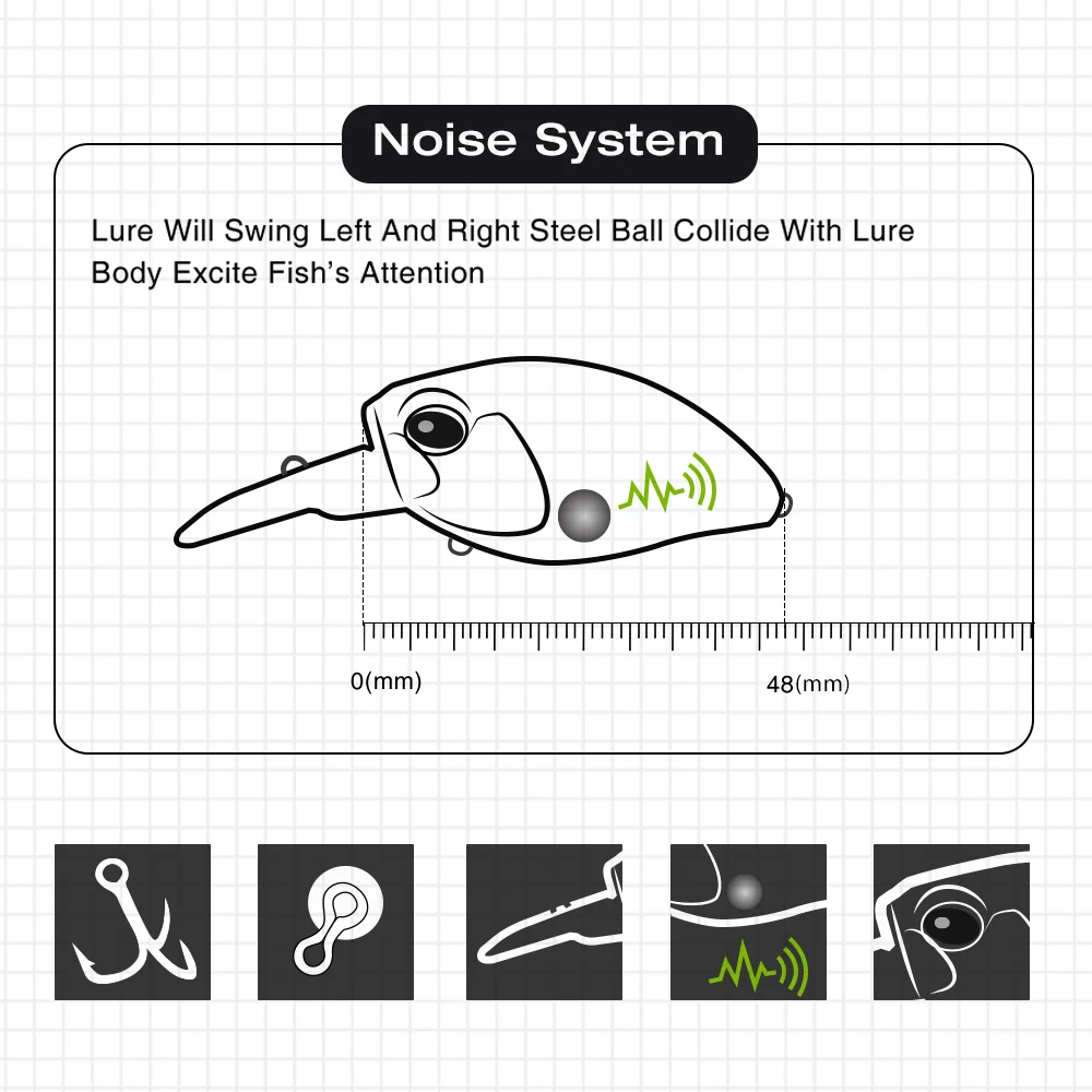 THORFORCE-Mini cebos duros Crankbaits, Wobblers, aparejos artificiales, cebo de lubina, Spinners, Señuelos de Pesca de agua superior, 48MM, 10G - imagen 4