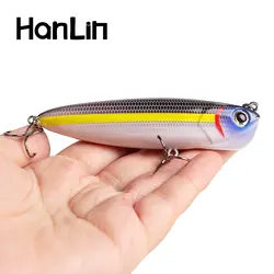 Hanlin 9,5 cm/3,74 pulgadas 18g Popper Topwater caminar el sonajero del perro cebos pequeños Wobble señuelo de pesca flotante aparejos de Crankbait de plástico