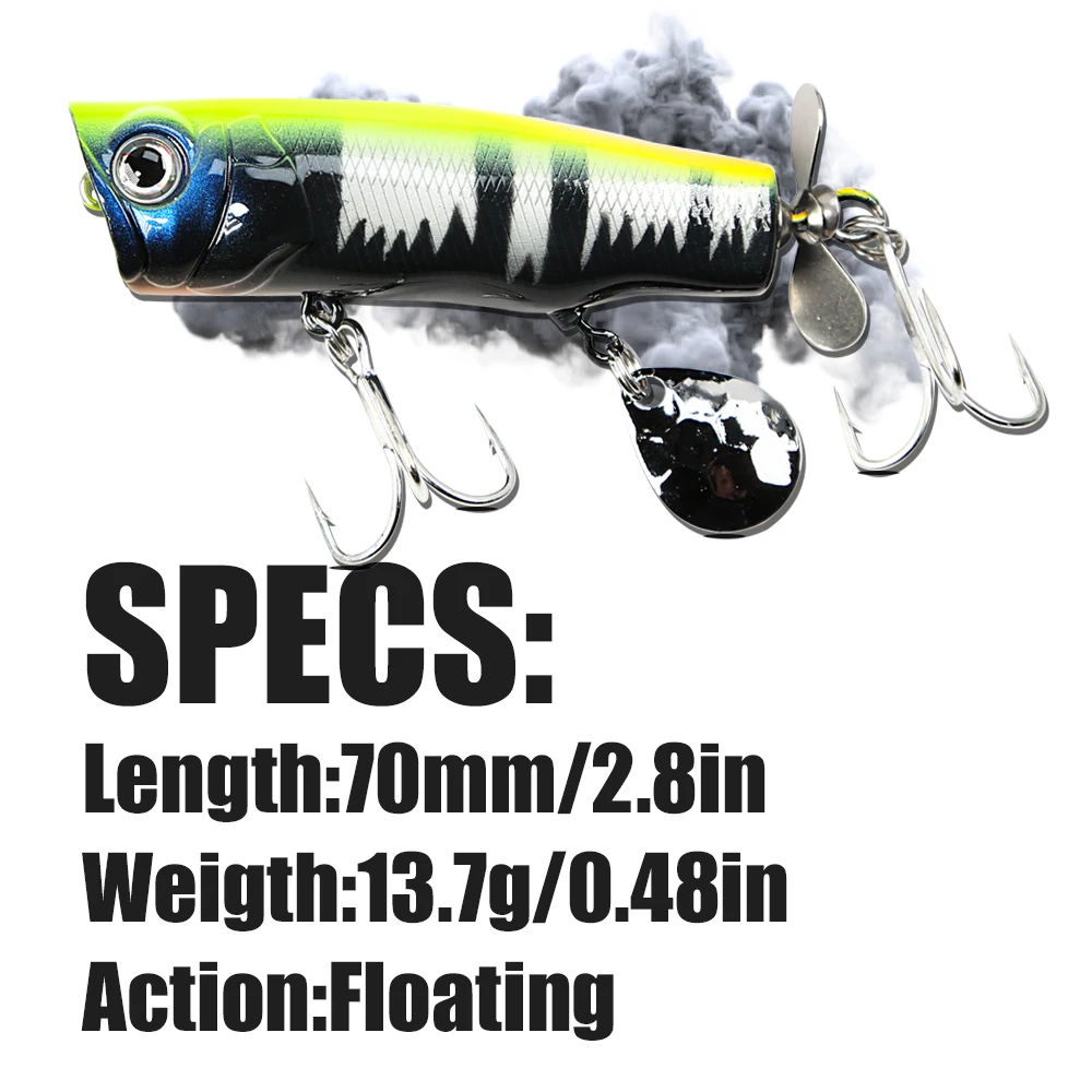 B & U-señuelo Popper Topwater, 70mm, 13,7g, cebo de pesca duro, Wobblers artificiales, aparejos de pesca de plástico - imagen 2