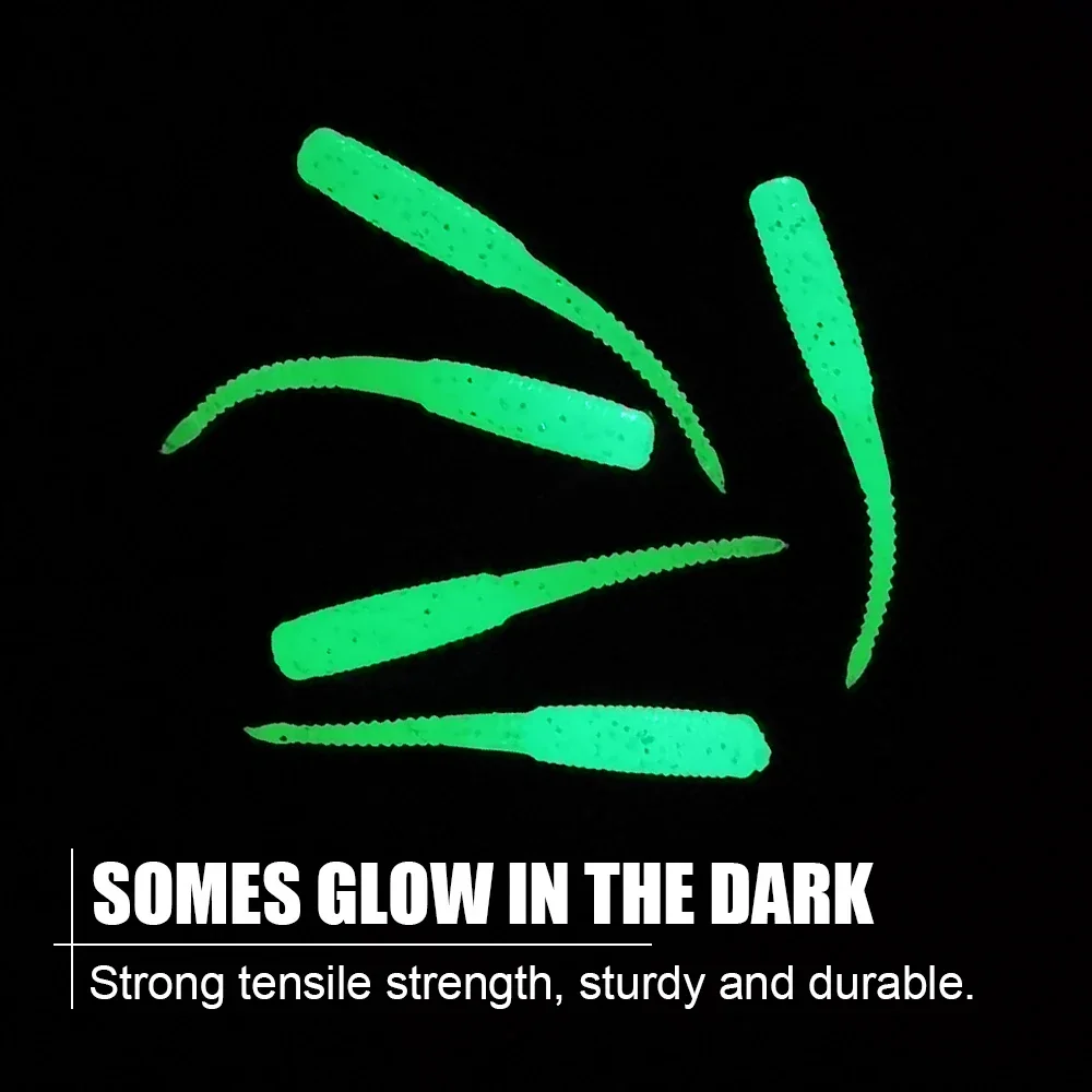 Spinpoler 3,5 cm Ajing gusano suave señuelo de pesca Rockfish TPR flotante Swimbaits luz nocturna plantilla de hielo cebos artificiales lubina 20 unids/pack - imagen 4