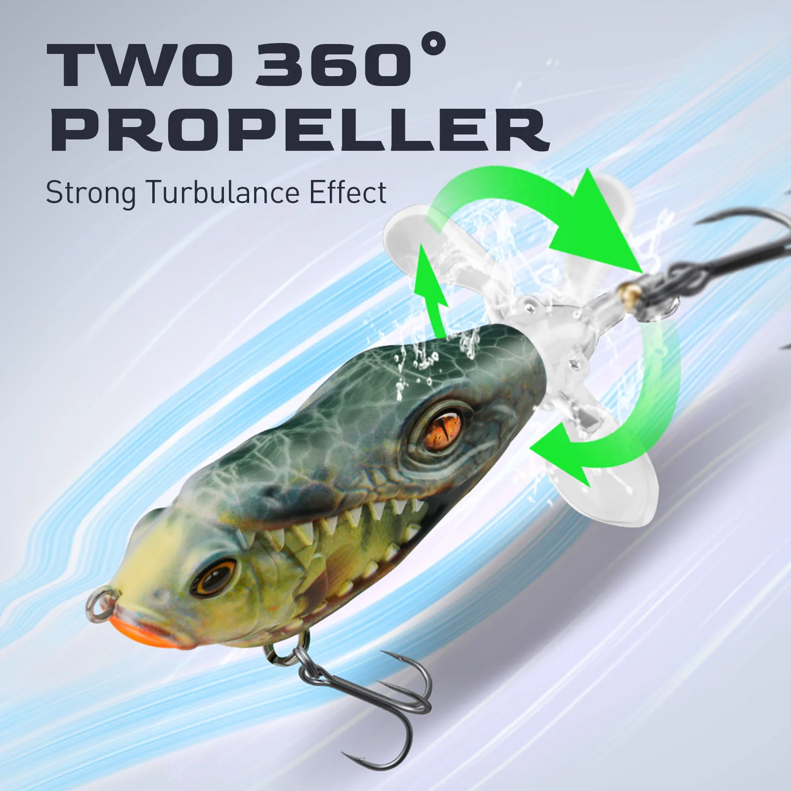 HANDING 3Pcs Señuelo de pesca M1 Plopper Topwater, MUSTAD, anzuelos triples, anillo de acero duradero, aparejos de pesca, cebo de pesca de pintura UV - imagen 4