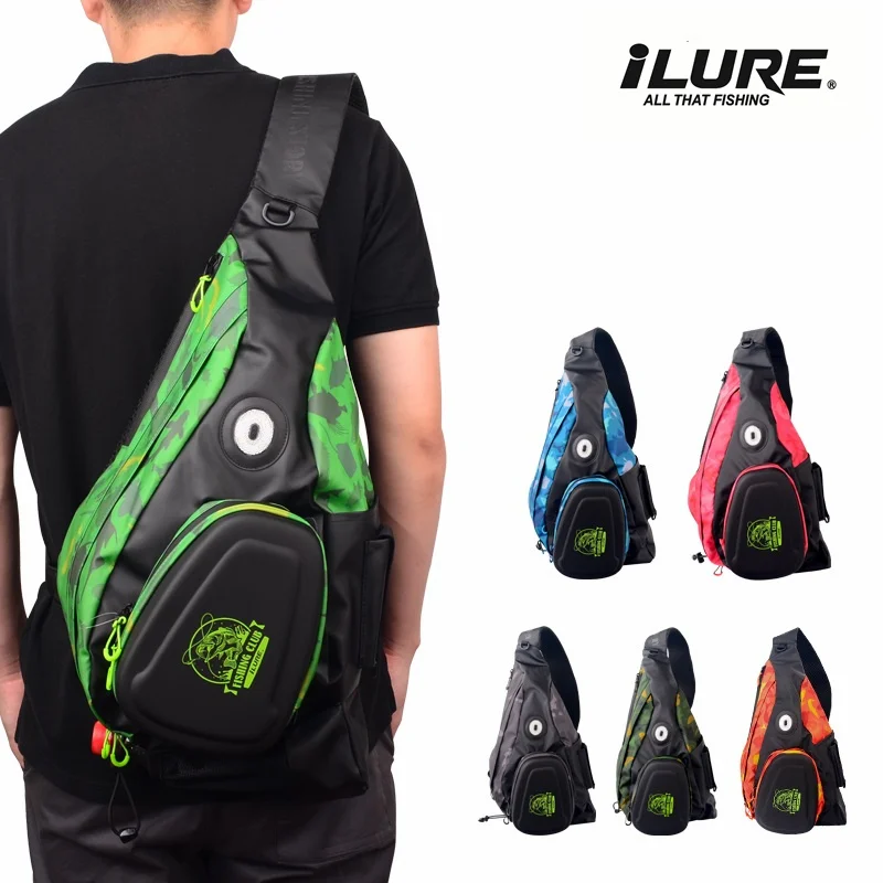 Nuevo bolso de hombro para pesca, bolso cruzado para deportes al aire libre, Señuelos de Pesca, caja de línea, aparejos de almacenamiento, bolsa impermeable con luces LED
