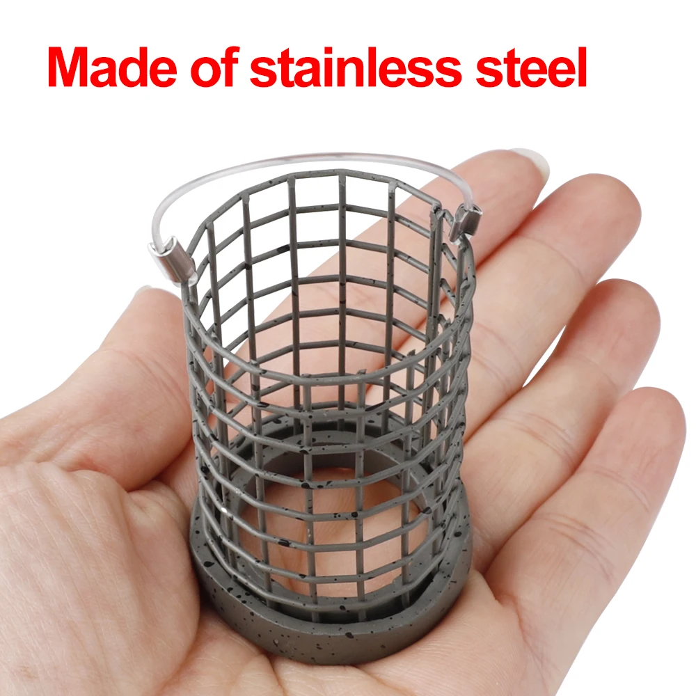 FTK-jaula de cebo de Metal estilo europeo lituania, 30g-60g, accesorios de pesca, alimentador de pájaros cilíndrico de Metal, pesca - imagen 3