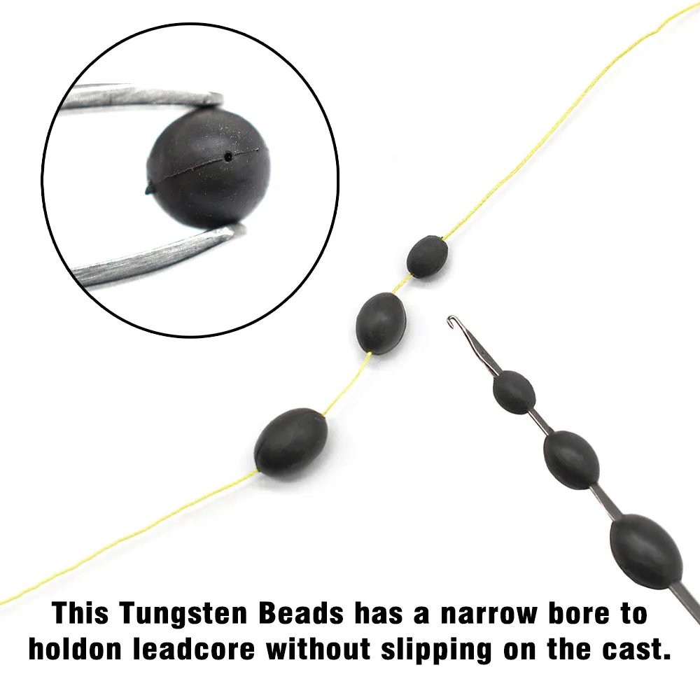 MNFT 10 Uds. Cuentas espaciales de tungsteno para pesca de carpa para núcleo de plomo sin plomo líder línea de anzuelo Terminal accesorios de aparejos - imagen 3