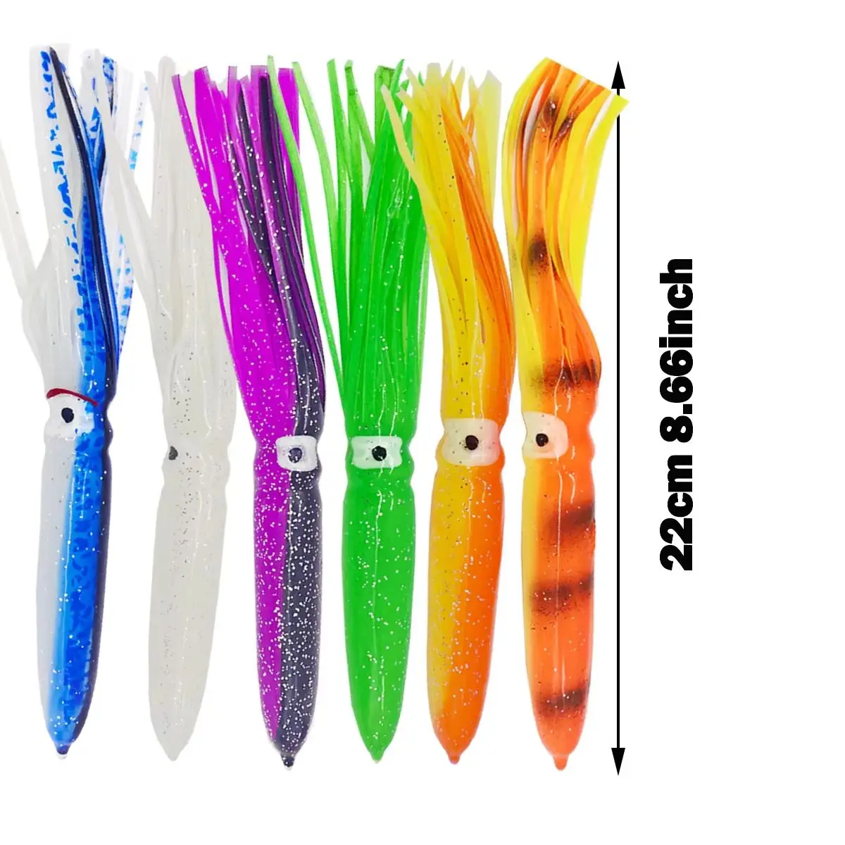 Señuelo de faldas de calamar de repuesto, 22cm, Marlin, atún, Wahoo, gran juego, señuelo de pesca en alta mar, cebo suave para falda de pulpo - imagen 5