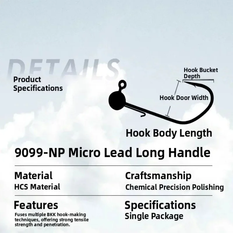 BKK 9099NP Micro Lead – Anzuelo Mango Negro para Lobina y Cebo Suave - imagen 5